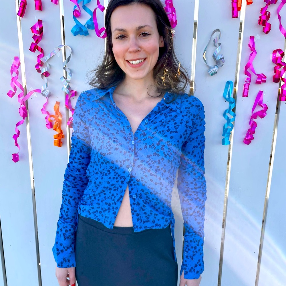 Blue flower blouse